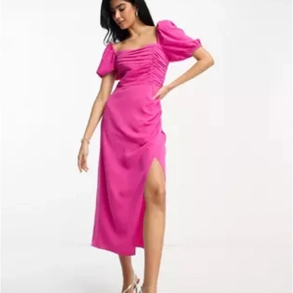knee length dresses for ladies Luna Satin Midi Dress – MÍA BONITA main image 0